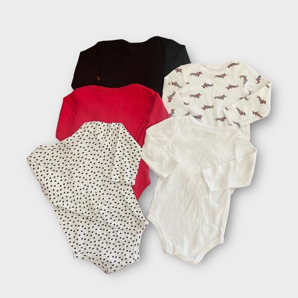 Hudson Baby Infant Girl Cotton Bodysuits 5-Pack – Bonjour, Size 9-12M - Picture 4 of 5